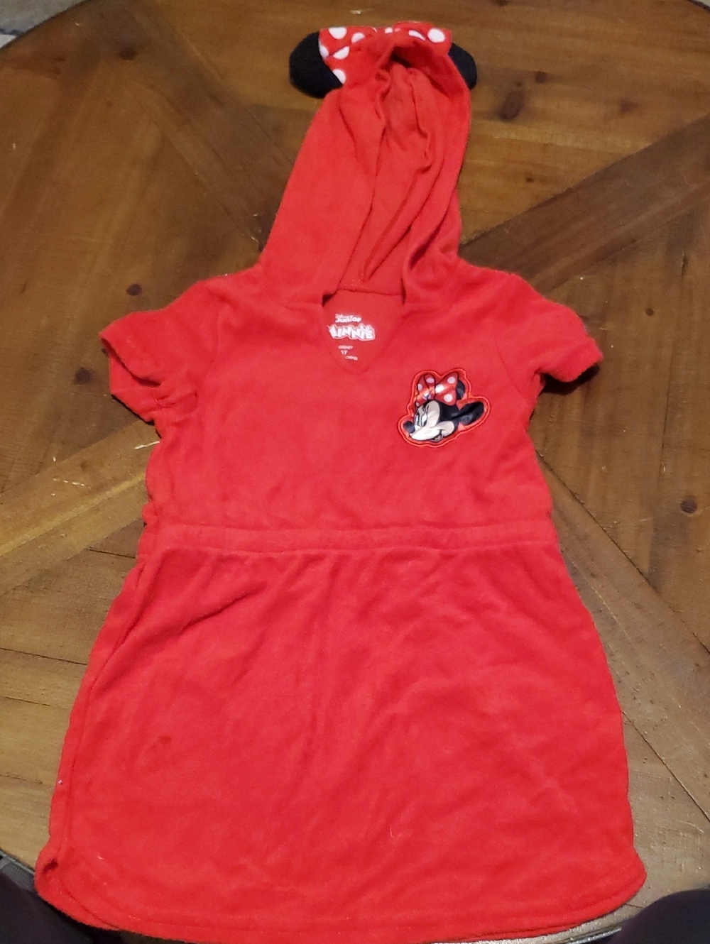 Disney Red Minnie Mouse Hooded Kids Swim Coverup - Picture 1 of 2